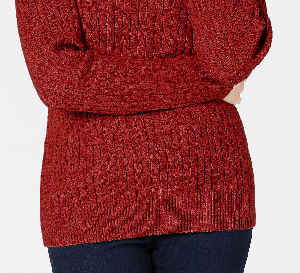 Karen Scott Suéter Feminino de Algodão com Gola V Vermelho Brilhante Tamanho Extra Pequeno