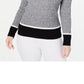 Karen Scott Suéter Teresa Cotton Colorblock Feminino Preto Escuro Pente Tamanho Grande