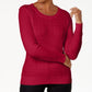 Karen Scott Suéter Feminino de Tricô com Gola Redonda, Novo, Vermelho Brilhante, Amore, Tamanho Grande