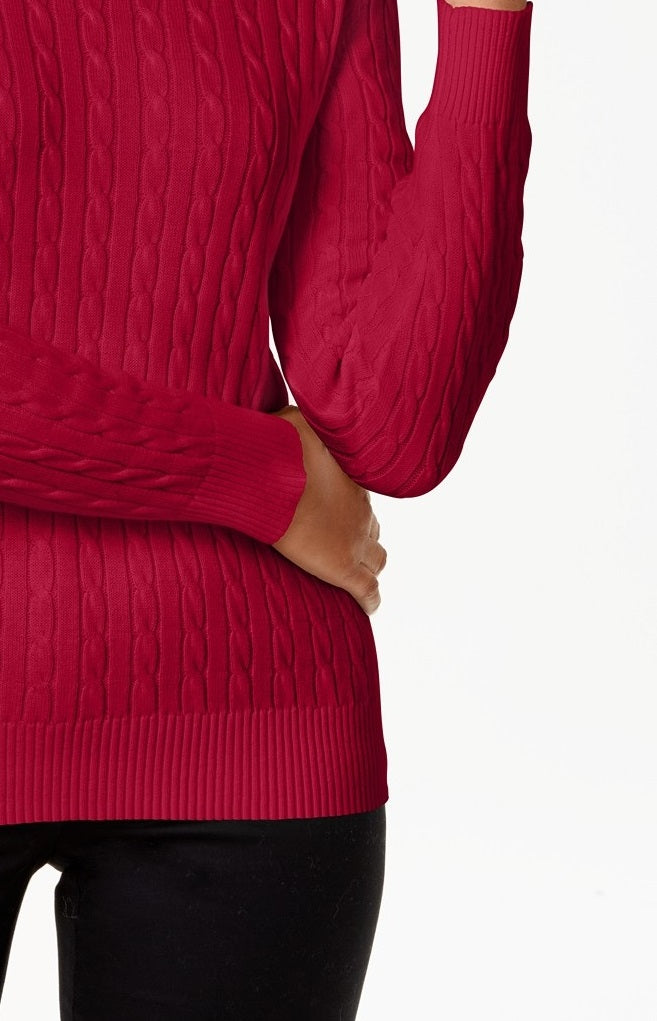 Karen Scott Suéter Feminino de Tricô com Gola Redonda, Novo, Vermelho Brilhante, Amore, Tamanho Grande