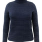 Karen Scott Suéter Feminino de Algodão com Gola Alta Colorblock Azul Tamanho Grande
