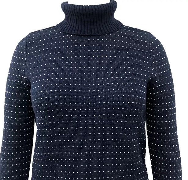 Karen Scott Suéter Feminino de Algodão com Gola Alta Colorblock Azul Tamanho Grande