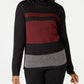 Karen Scott Suéter Feminino de Algodão Colorblock com Gola Alta Preto Tamanho Extra Grande