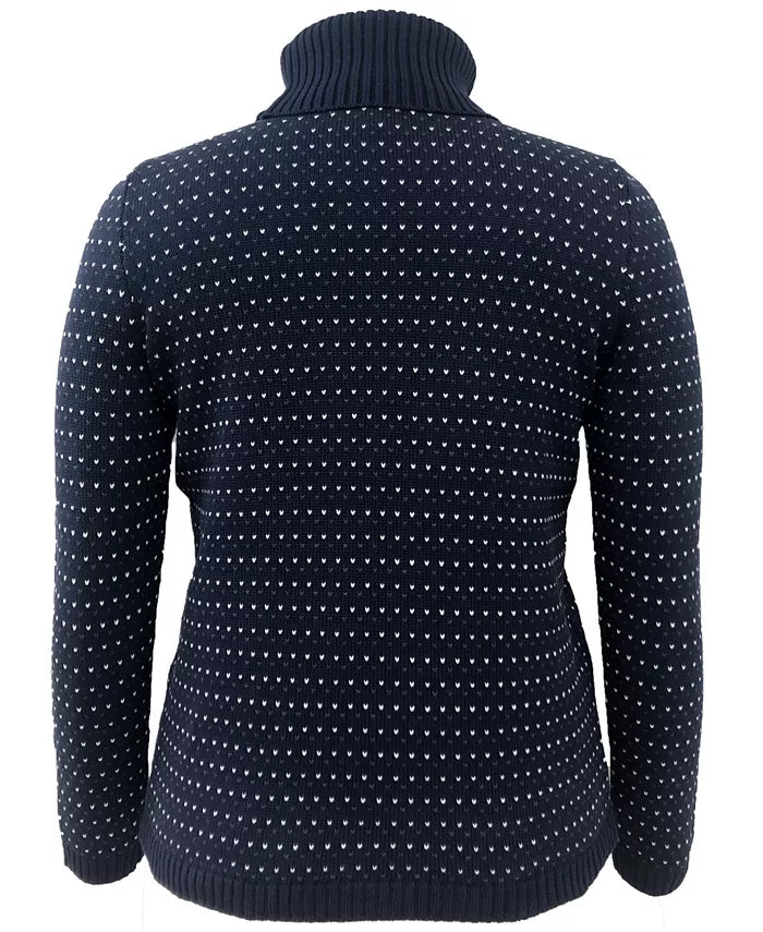 Karen Scott Suéter Feminino de Algodão com Gola Alta Colorblock Azul Brilhante Tamanho Extra Grande