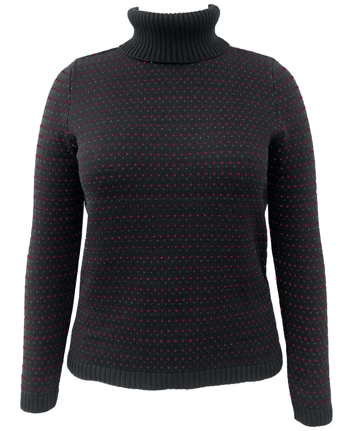 Karen Scott Suéter Feminino de Algodão com Gola Alta Colorblock, Novo Combo Vermelho, Tamanho Grande