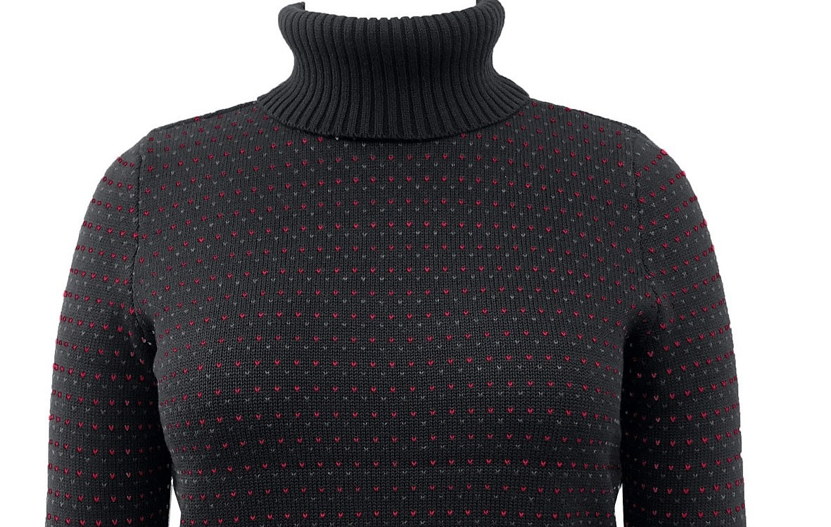 Karen Scott Suéter Feminino de Algodão com Gola Alta Colorblock, Novo Combo Vermelho, Tamanho Grande