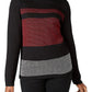 Karen Scott Suéter Feminino de Algodão com Gola Alta Colorblock, Vermelho, Tamanho Pequeno