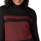 Karen Scott Suéter Feminino de Algodão com Gola Alta Colorblock, Vermelho, Tamanho Pequeno