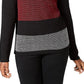 Karen Scott Suéter Feminino de Algodão com Gola Alta Colorblock, Vermelho, Tamanho Pequeno