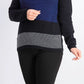Karen Scott Suéter Feminino Petite Colorblocked Algodão Gola Alta Azul Tamanho Pequeno Médio