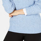 Karen Scott Suéter Feminino Petite Cable-Knit com Decote em V Azul Tamanho Médio