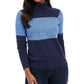 Karen Scott Suéter Feminino de Algodão com Gola Alta Colorblock Azul Tamanho Médio