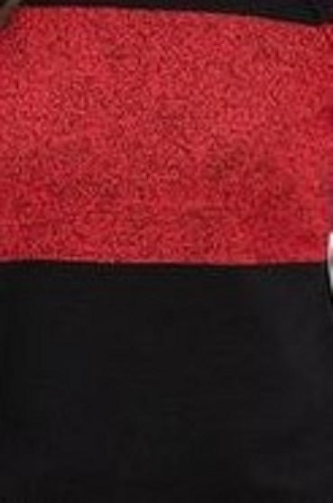 Karen Scott Suéter feminino de algodão com gola alta e blocos de cores, vermelho, tamanho 2, extra grande