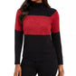 Karen Scott Suéter Feminino de Algodão com Gola Alta Colorblock, Vermelho, Tamanho Médio