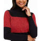Karen Scott Suéter Feminino de Algodão com Gola Alta Colorblock, Vermelho, Tamanho Médio