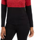 Karen Scott Suéter Feminino de Algodão com Gola Alta Colorblock, Vermelho, Tamanho Médio