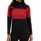 Karen Scott Suéter Feminino de Algodão com Gola Alta Colorblock, Vermelho, Tamanho Pequeno