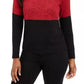 Karen Scott Suéter Feminino de Algodão com Gola Alta Colorblock, Vermelho Brilhante, Tamanho Extra Grande