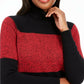 Karen Scott Petite Colorblock Algodão Gola Alta Suéter Vermelho Tamanho X-G