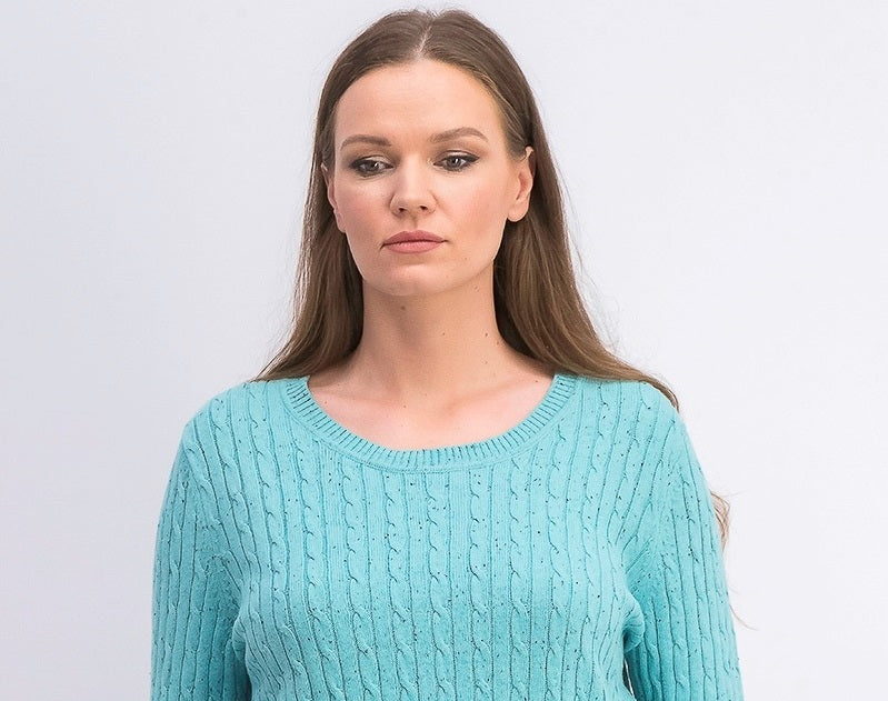 Suéter Karen Scott Feminino em Tricô Azul Tamanho Médio