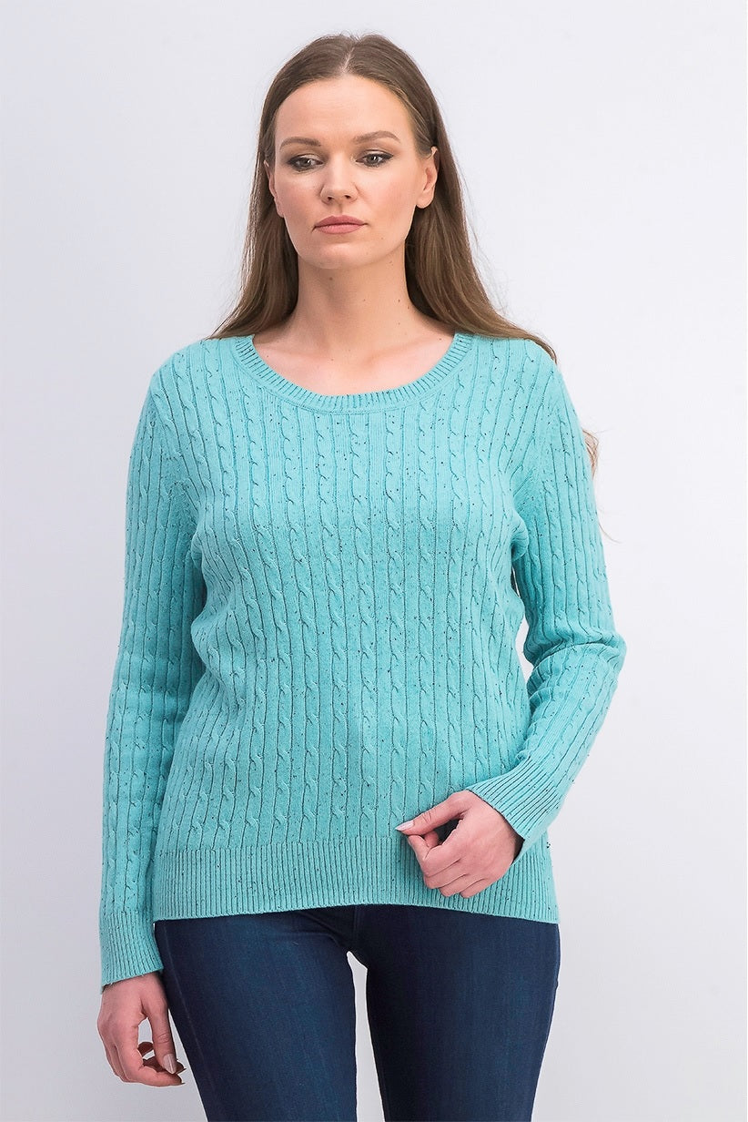 Suéter Karen Scott Feminino em Tricô Azul Tamanho 2 Extra Grande