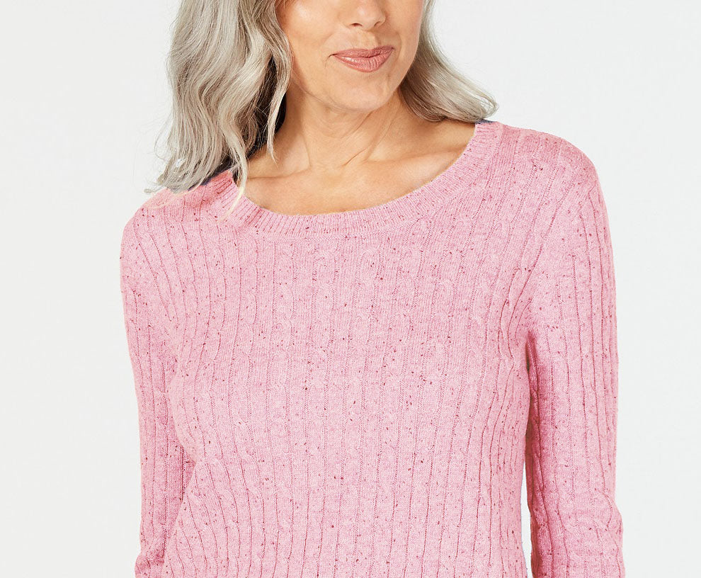 Suéter Karen Scott Feminino em Tricô com Cabo Rosa Tamanho Grande