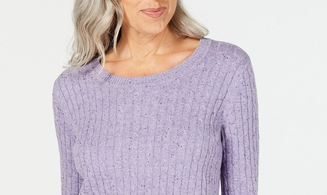 Karen Scott Suéter Feminino de Tricô com Cabo Sft Llc Hthr NP Tamanho 2 Extra Grande