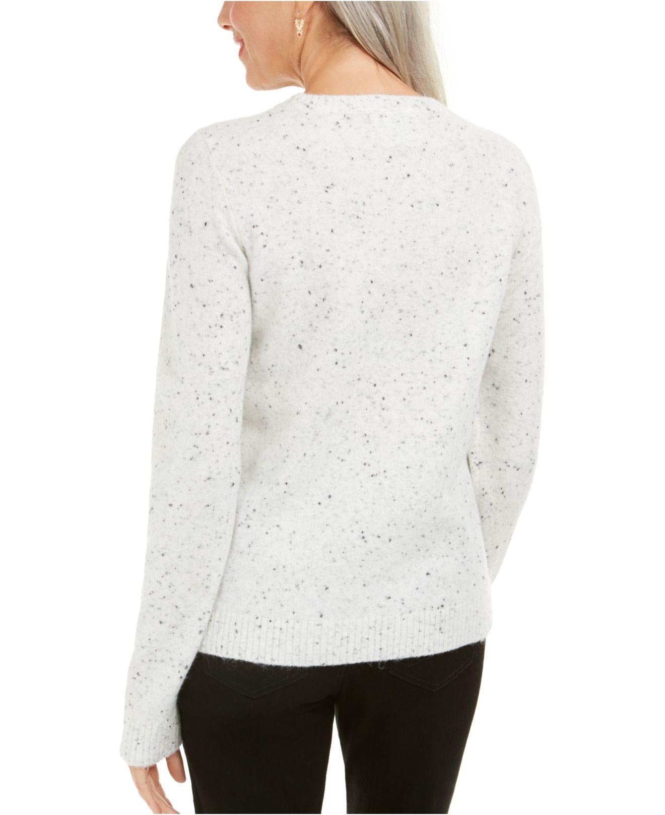 Karen Scott Suéter Feminino de Tricô com Cabo Branco Inverno Tamanho Extra Grande