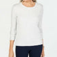 Karen Scott Suéter Feminino de Tricô com Cabo Branco Inverno Tamanho Extra Grande
