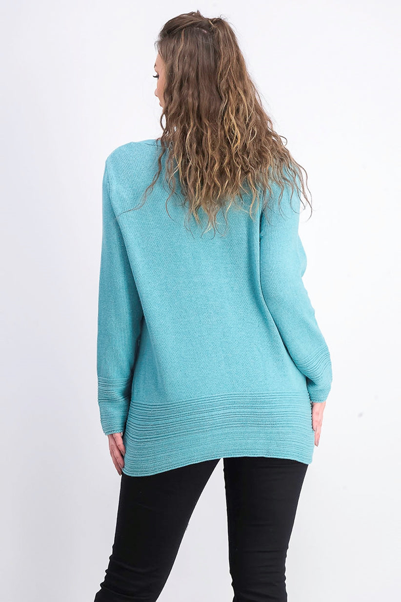 Karen Scott Suéter feminino de algodão com gola canoa, azul, tamanho pequeno