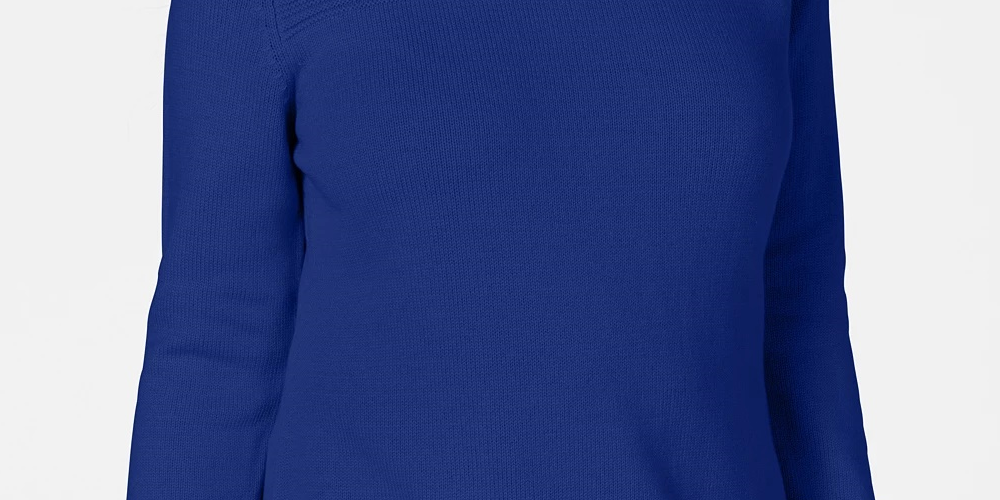 Karen Scott Suéter feminino de algodão com gola canoa, azul marinho, tamanho pequeno