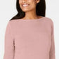 Karen Scott Suéter feminino de algodão com gola canoa, rosa, tamanho médio