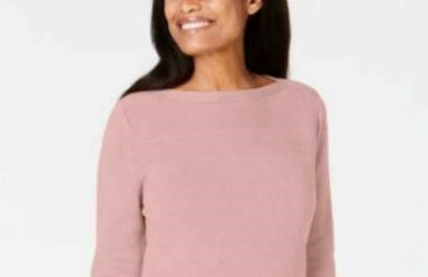 Karen Scott Suéter feminino de algodão com gola canoa, rosa, tamanho médio