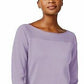 Karen Scott Suéter feminino de algodão com gola canoa, roxo, tamanho XS