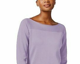 Karen Scott Suéter feminino de algodão com gola canoa, roxo, tamanho XS