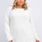 Karen Scott Suéter feminino de algodão com gola canoa, branco, tamanho pequeno