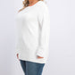 Karen Scott Suéter feminino de algodão com gola canoa, branco, tamanho pequeno