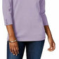 Karen Scott Suéter feminino de algodão com gola canoa, roxo, tamanho XS