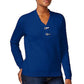 Karen Scott Suéter Henley Feminino de Algodão Marmorizado Azul Tamanho Médio