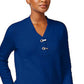 Karen Scott Suéter Henley Feminino de Algodão Marmorizado Azul Tamanho Médio