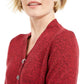 Karen Scott Suéter Henley Feminino de Algodão Marmorizado Vermelho Tamanho Extra Grande