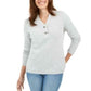 Karen Scott Suéter Henley Feminino de Algodão Marmorizado Branco Tamanho X-G