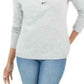 Karen Scott Suéter Henley Feminino de Algodão Marmorizado Branco Tamanho X-G