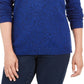 Karen Scott Suéter Henley de algodão com acabamento em ferragens feminino, azul, tamanho pequeno