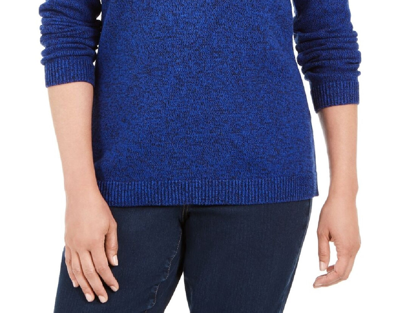 Karen Scott Suéter Henley de algodão com acabamento em ferragens feminino, azul, tamanho pequeno