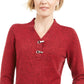 Karen Scott Suéter Henley de algodão com acabamento em ferragens feminino, tamanho pequeno, vermelho brilhante