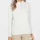 Karen Scott Suéter feminino de algodão com gola alta e zíper, tamanho extra grande, branco