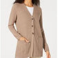 Karen Scott Cardigan Feminino com Botões Frontais e Pontos Mistos, Azul Marinho, Tamanho Pequeno