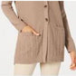 Karen Scott Cardigan Feminino com Botões Frontais e Pontos Mistos, Azul Marinho, Tamanho Pequeno