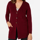 Karen Scott Cardigan Feminino com Botões Frontais e Pontos Mistos, Vermelho, Tamanho Grande